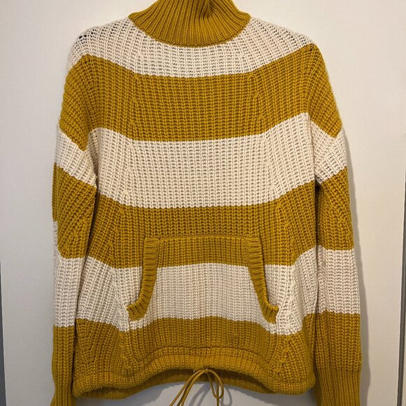 NWT J. Crew  Front-Pocket Turtleneck Sweater, Rugby Stripe - Picture 1 of 6